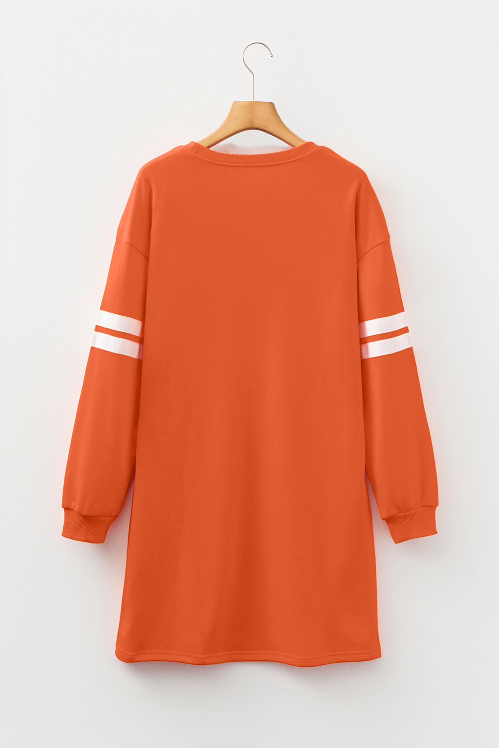 Varsity Contrast Banded Sleeve Shift Sweatshirt Dress eAura