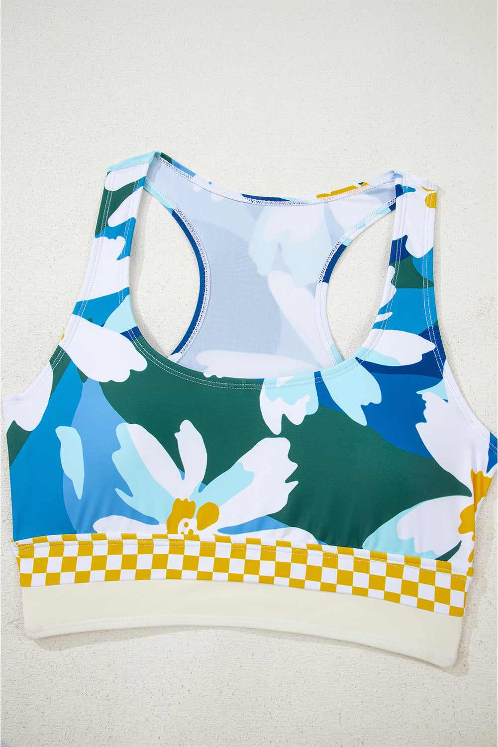 Blue Floral Print Racerback Cutout High Waist 2pcs Bikini eAura