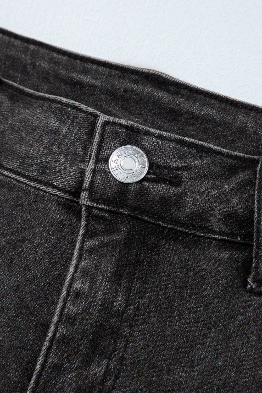 Carbon Grey Raw Hem High Waist Denim Shorts eAura