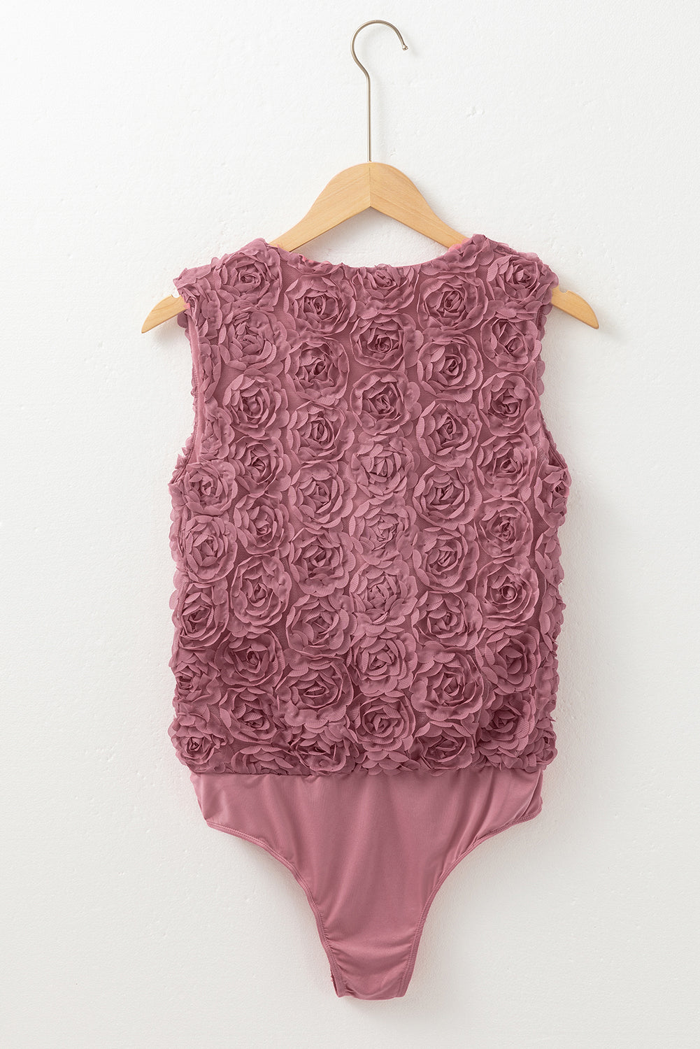 Heather Floral Textured V Neck Wrapped Sleeveless Bodysuit eAura