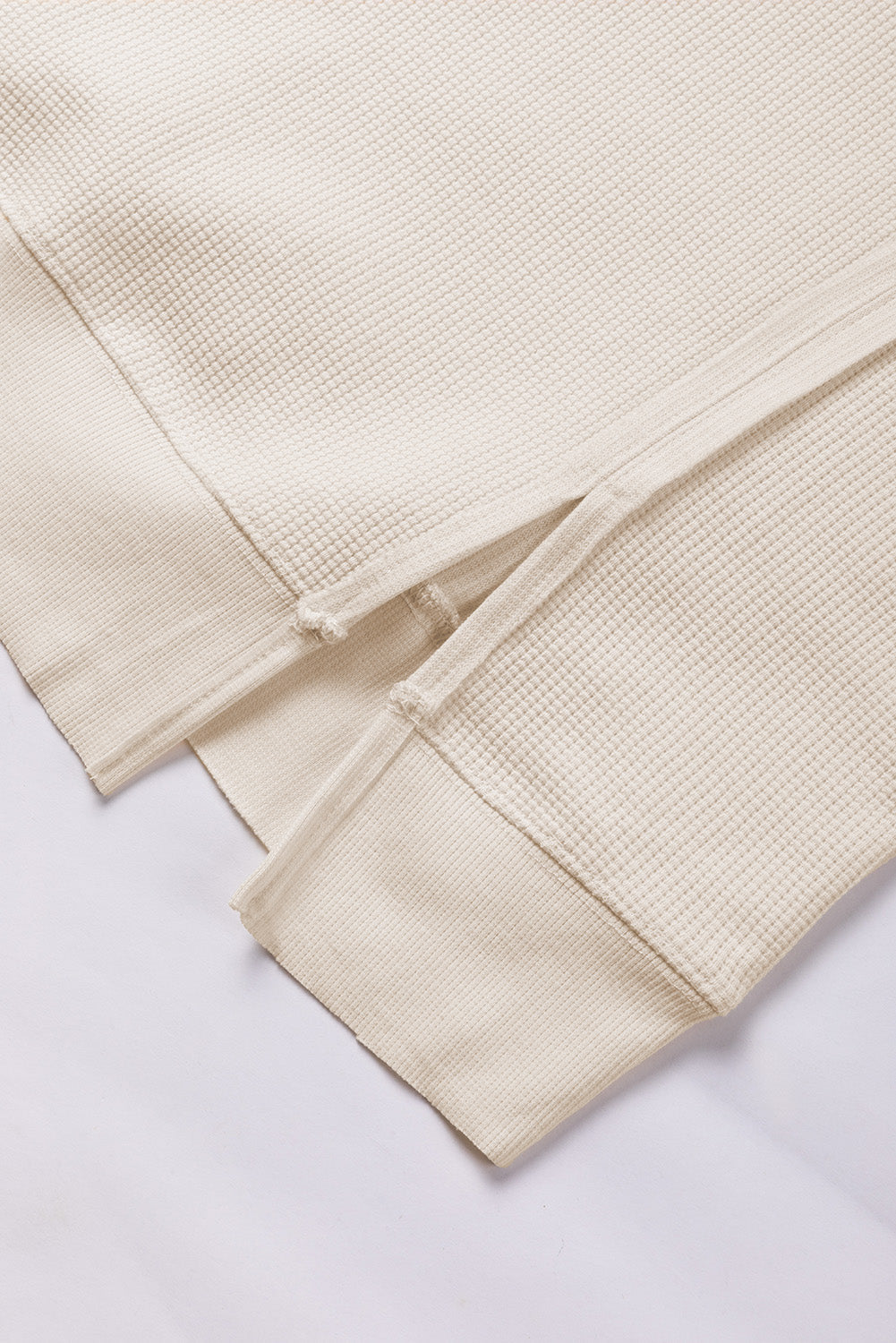 White Waffle knit Bishop Sleeve Split Oversized Top eAura