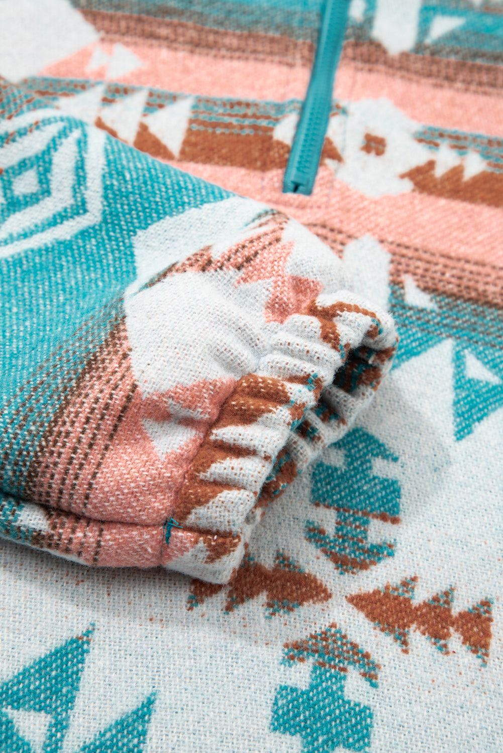 Quarter Zip Elastic Cuffs Aztec Sweatshirt - eAura