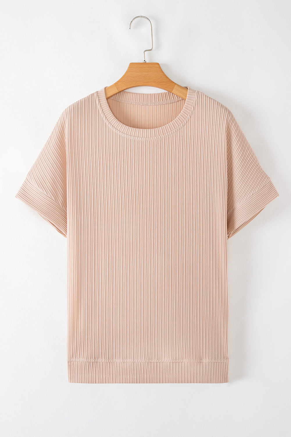 Jet Stream Textured Round Neck Short Sleeve Top eAura