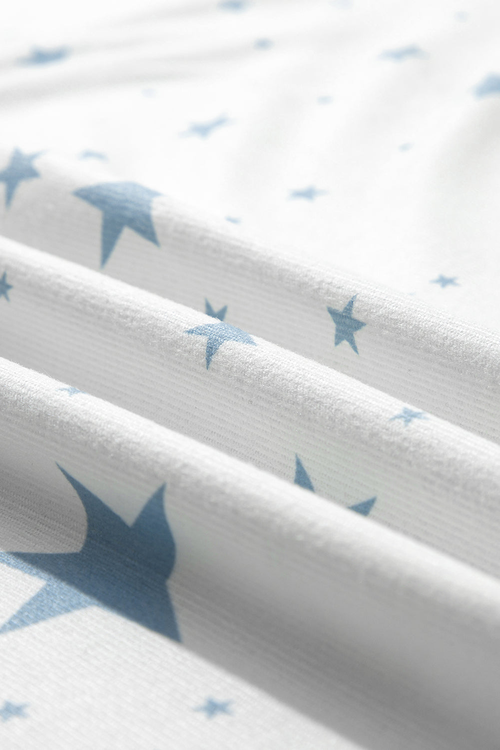 Blue Stars Print Drop Shoulder Oversized T Shirt with Slits eAura