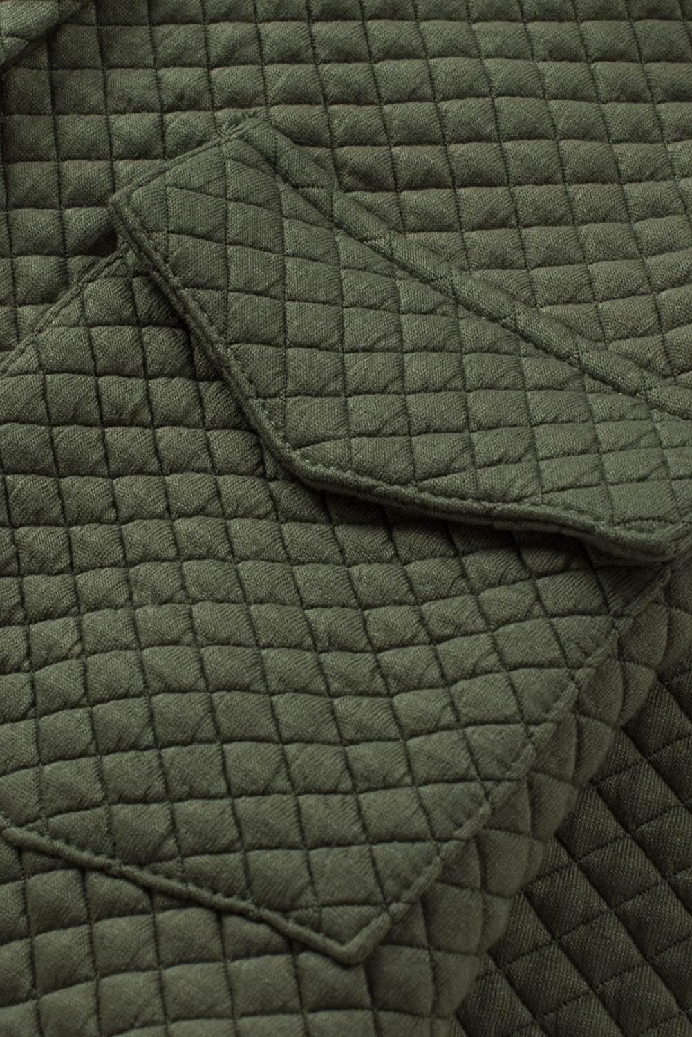 Green Retro Quilted Flap Pocket Button Shacket eAura