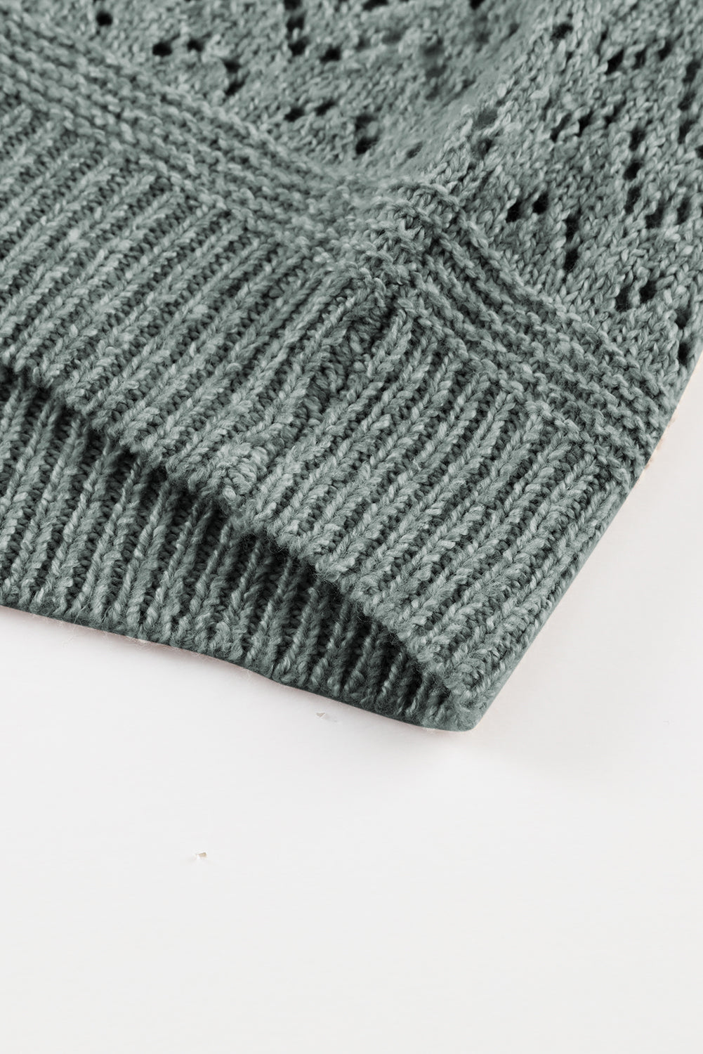Black Eyelet Pattern Detail V Neck Drop Shoulder Sweater eAura