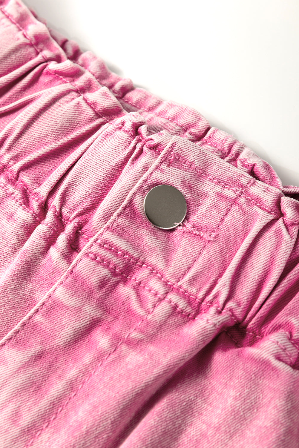 Strawberry Pink Elastic High Waisted Denim Shorts eAura
