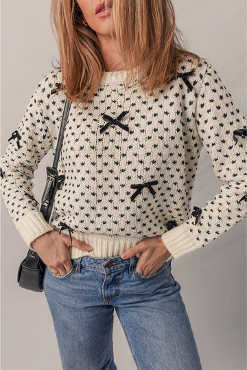 Bow Decor Ribbed Edge Sweater Dear-Lover Dropshipping