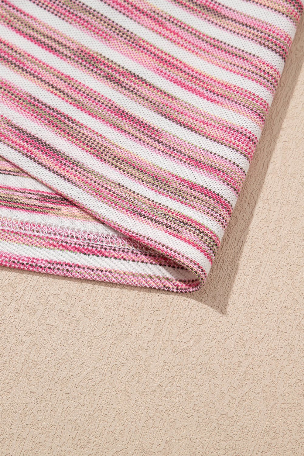 Pink Stripe Contrast Trim Yarn-dyeing Knit Vest Top eAura