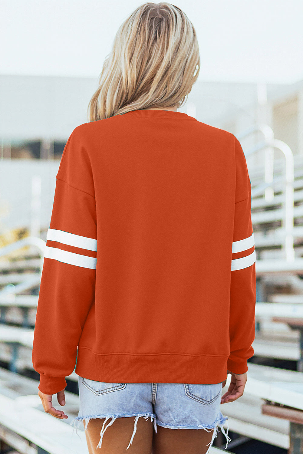 Striped Detail Drop Shoulder Oversized Sweatshirt eAura