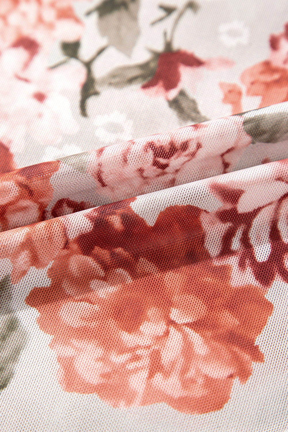 Pink Floral Printed Long Sleeve Sheath Bodysuit eAura
