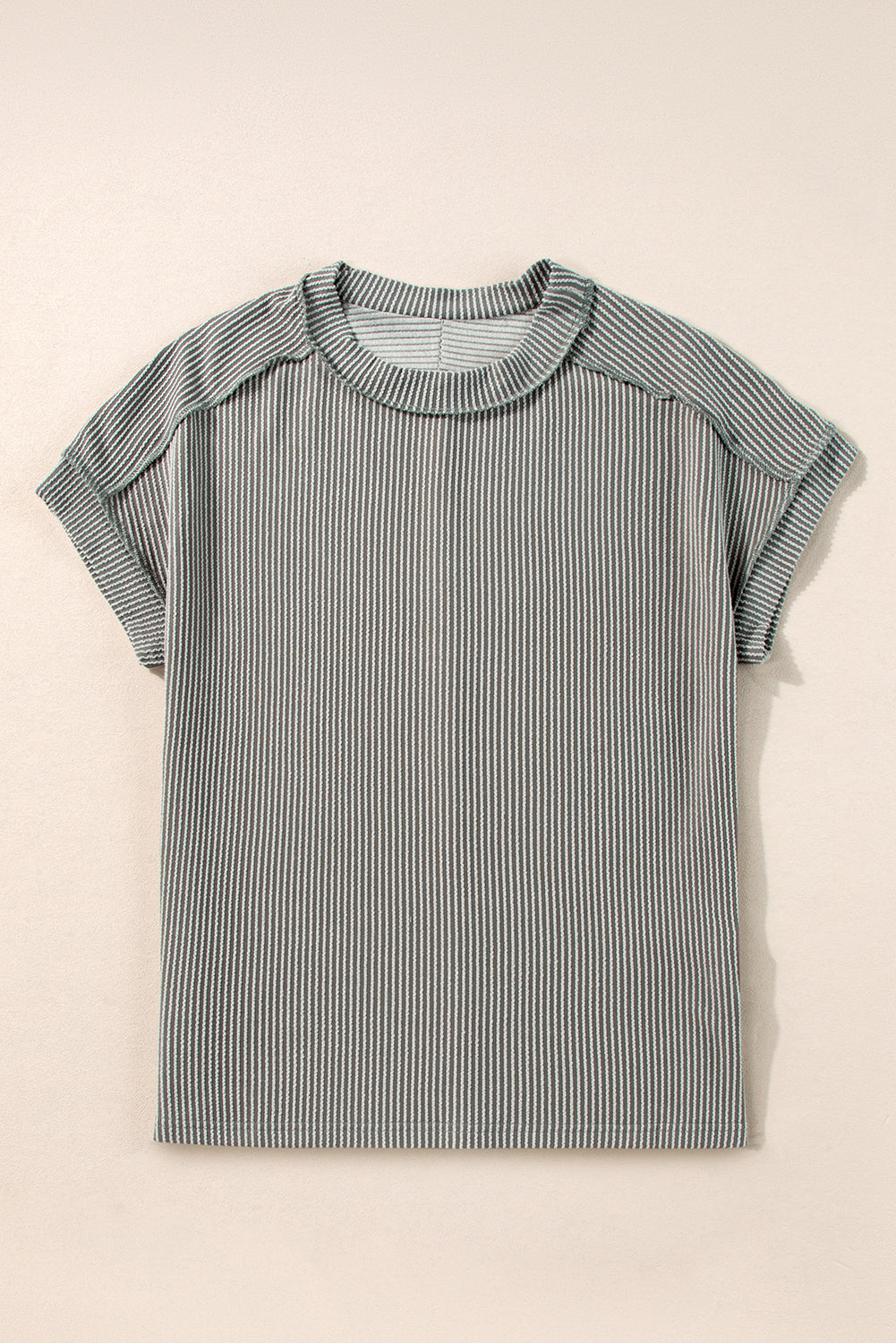 Textured Knit Exposed Stitching T-shirt eAura