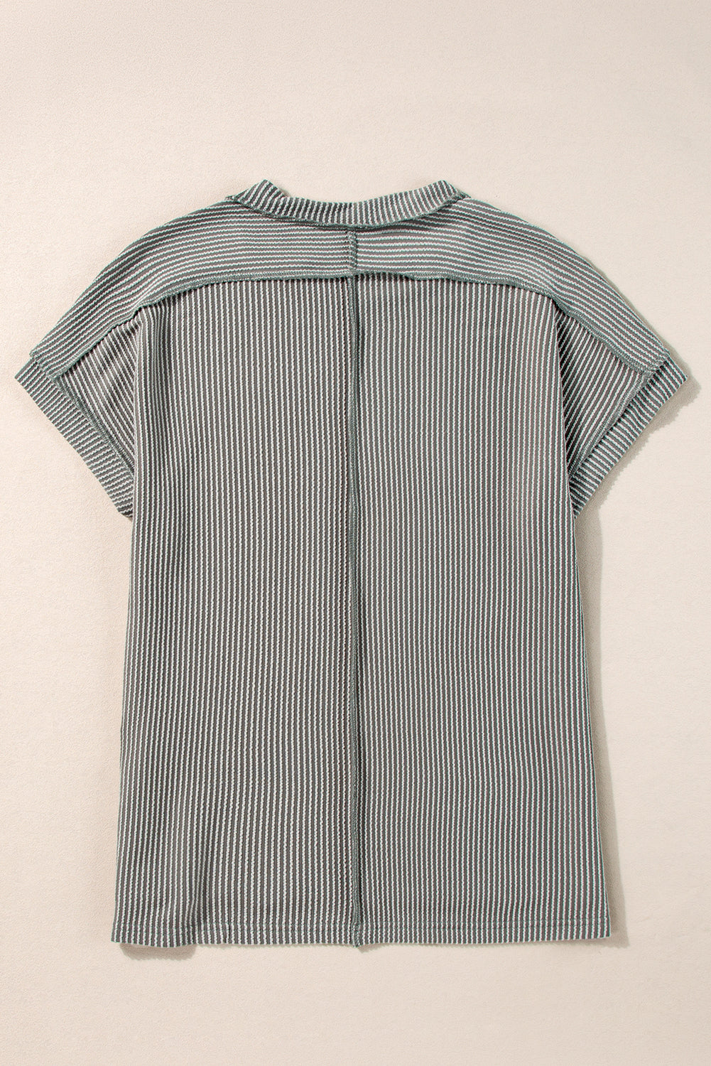 Textured Knit Exposed Stitching T-shirt eAura