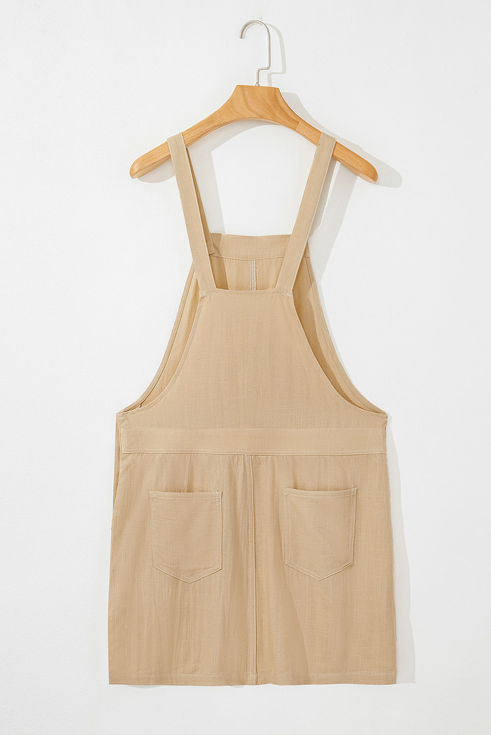 Parchment Side Buttons Sleeveless Overall Mini Dress eAura