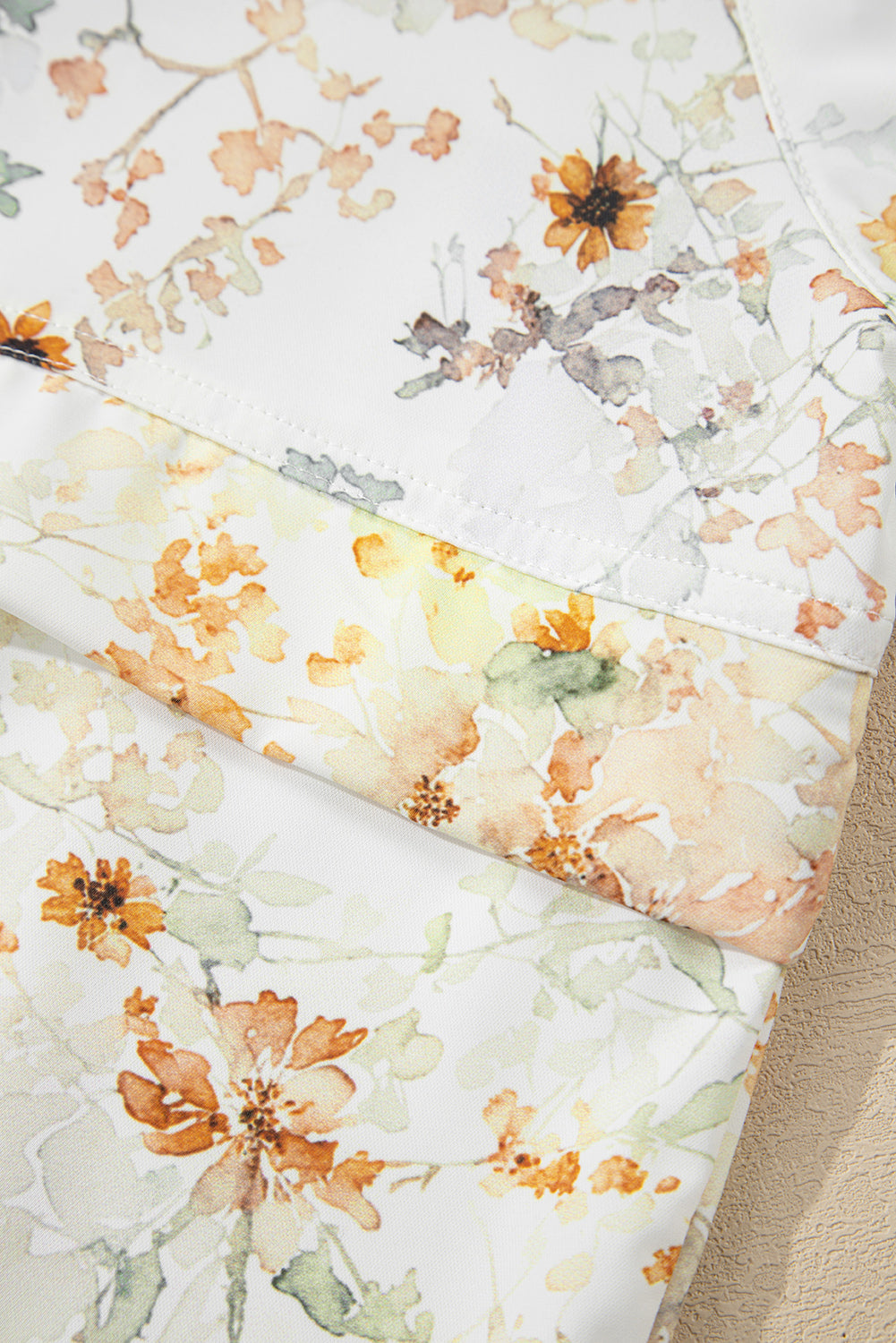 Yellow Floral Print Half Zip Hooded Long Sleeve Top - eAura