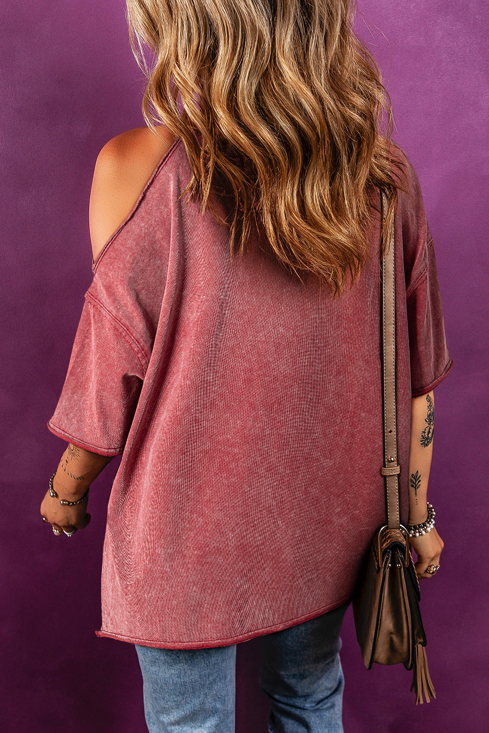 Distressed One Shoulder Half Sleeve Oversized Tunic T Shirt Ripped eAura