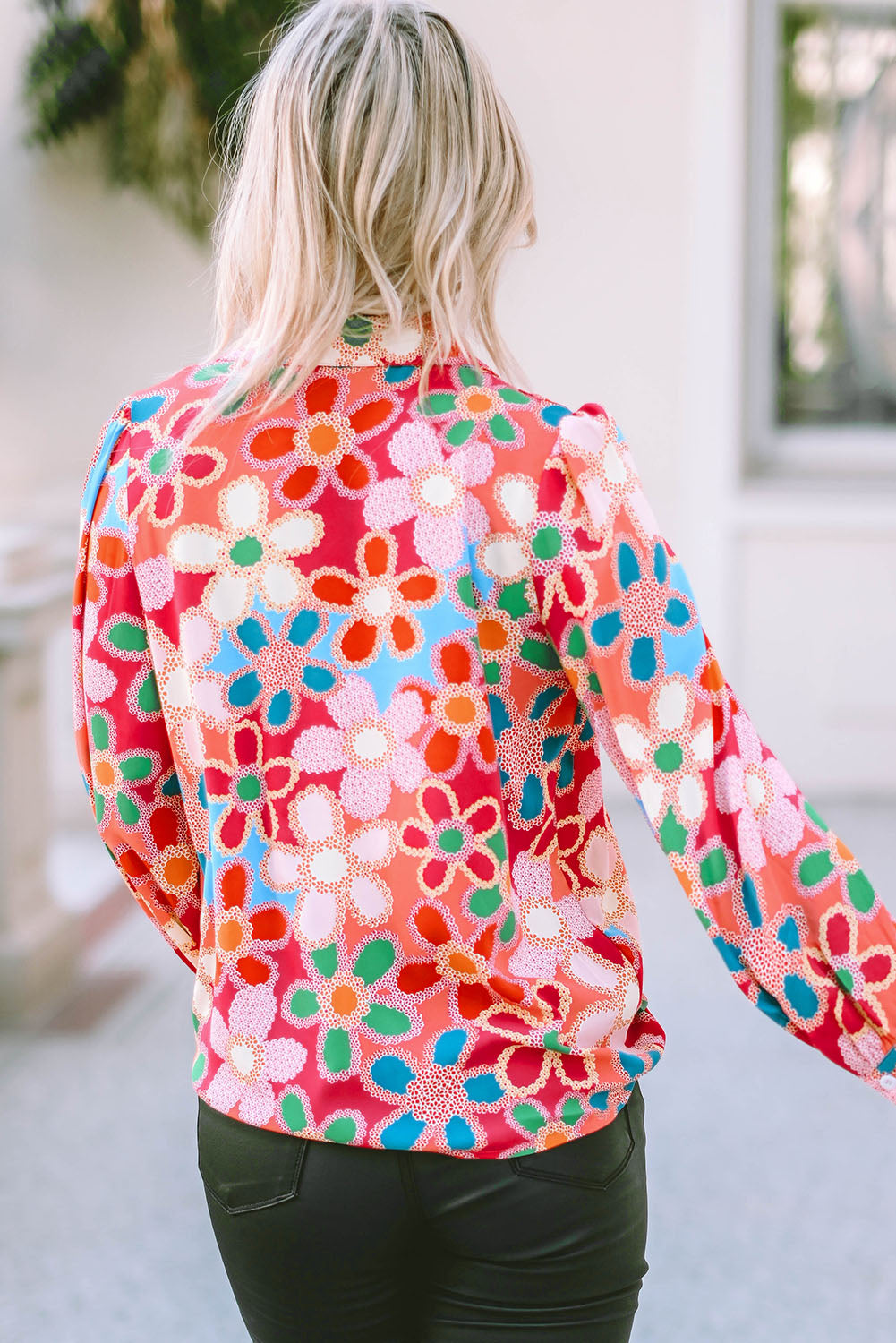 MultiColour Floral Print Bubble Sleeve Shirt eAura