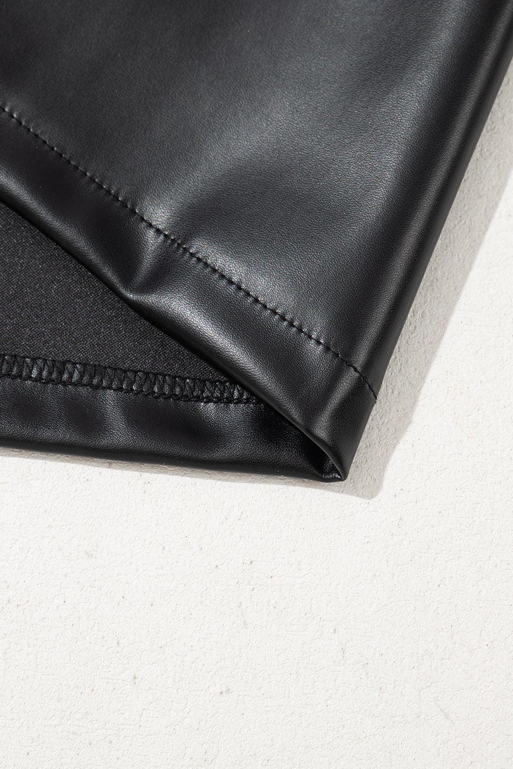 Black Faux Leather Loose T-shirt Dress eAura