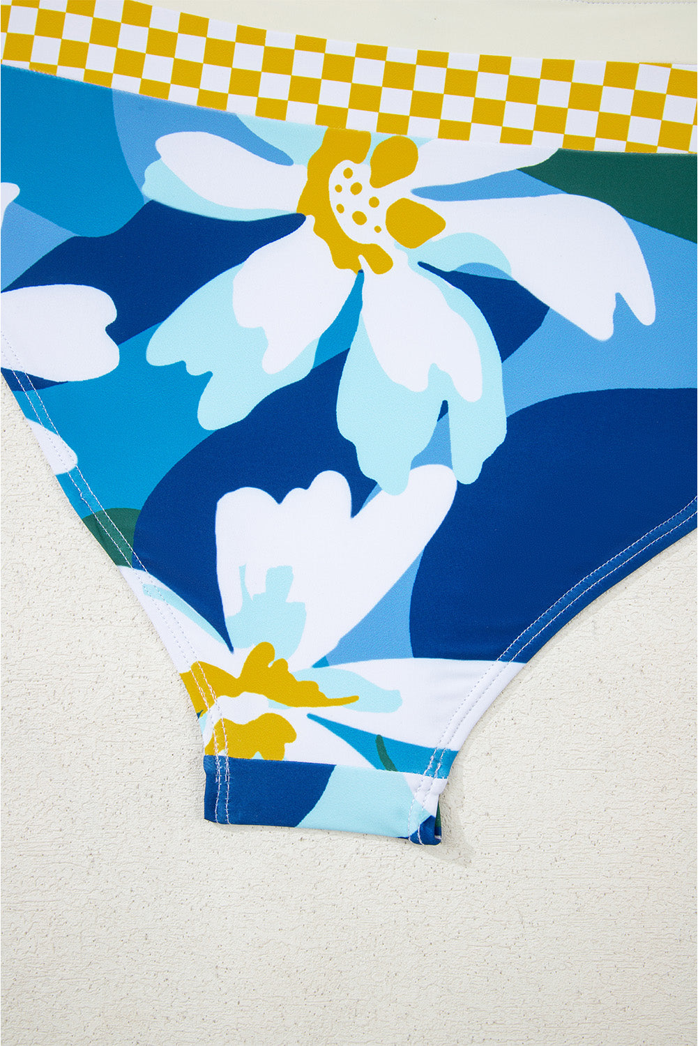 Blue Floral Print Racerback Cutout High Waist 2pcs Bikini eAura