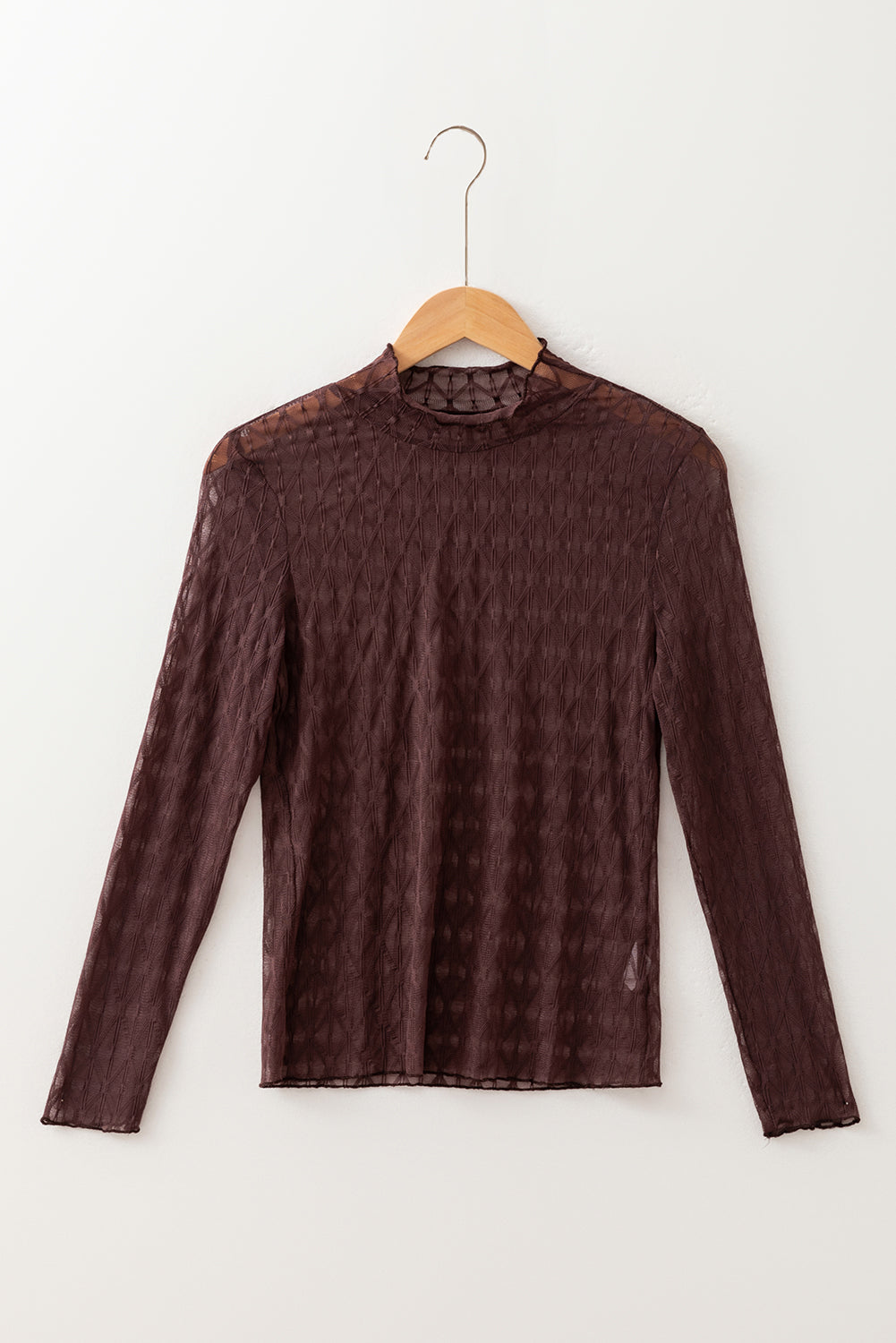 Sheer Mesh Patterned Long Sleeve Top eAura