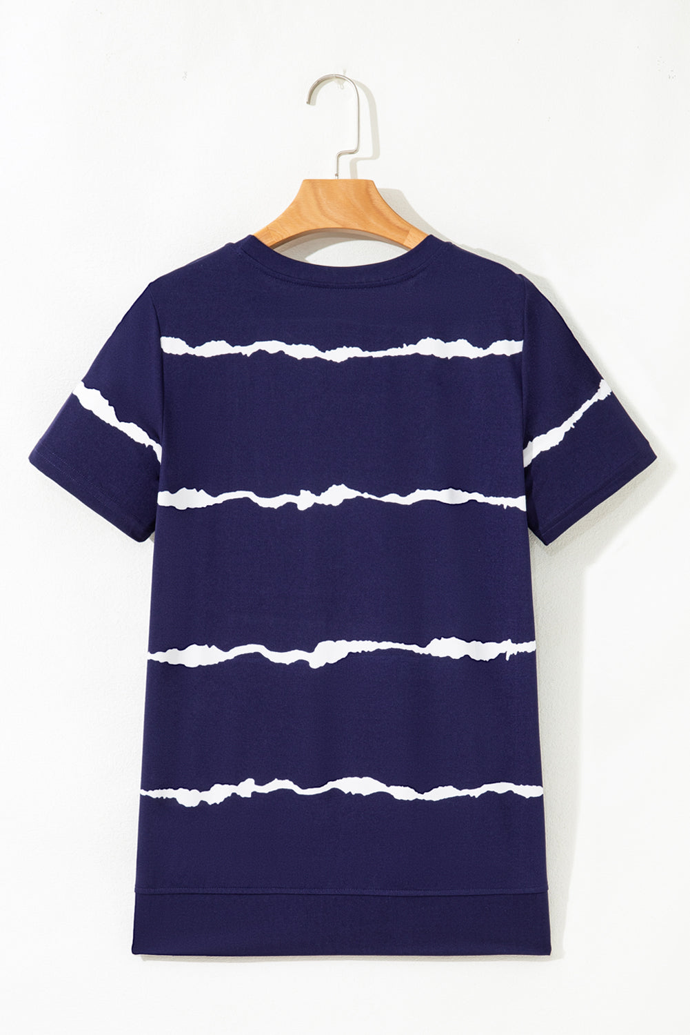 Blue Tie-dye Stripe Casual T-Shirt eAura