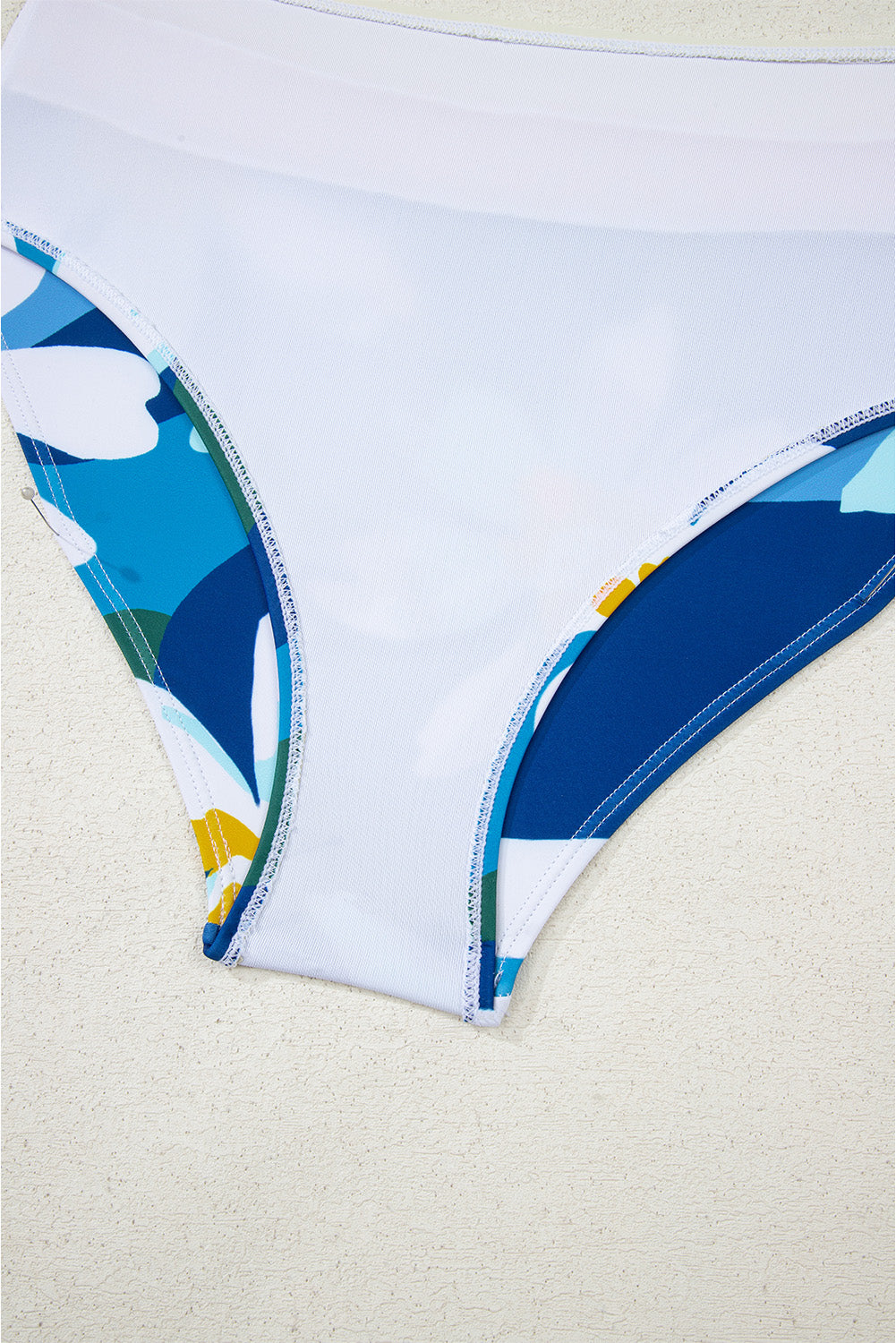 Blue Floral Print Racerback Cutout High Waist 2pcs Bikini eAura