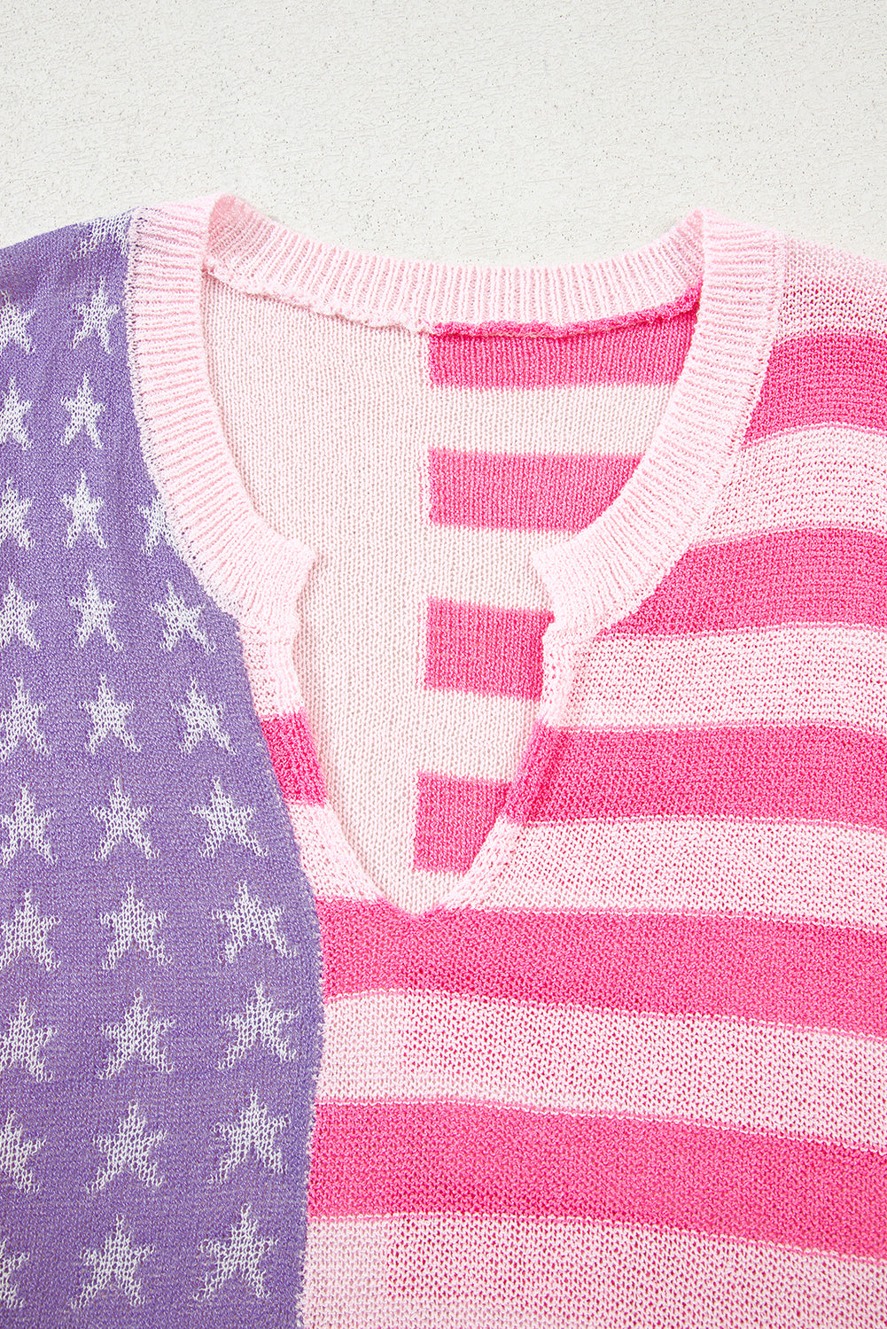 Pink Stripe USA Flag Notched Neckline Loose Sleeveless Top eAura