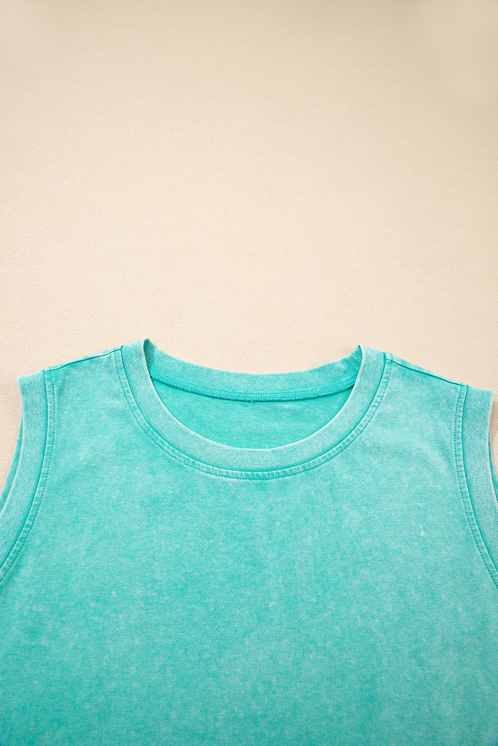 Mint Green 2 Pieces Mineral Wash Cotton Tank Top Lined Split Skirt Set eAura
