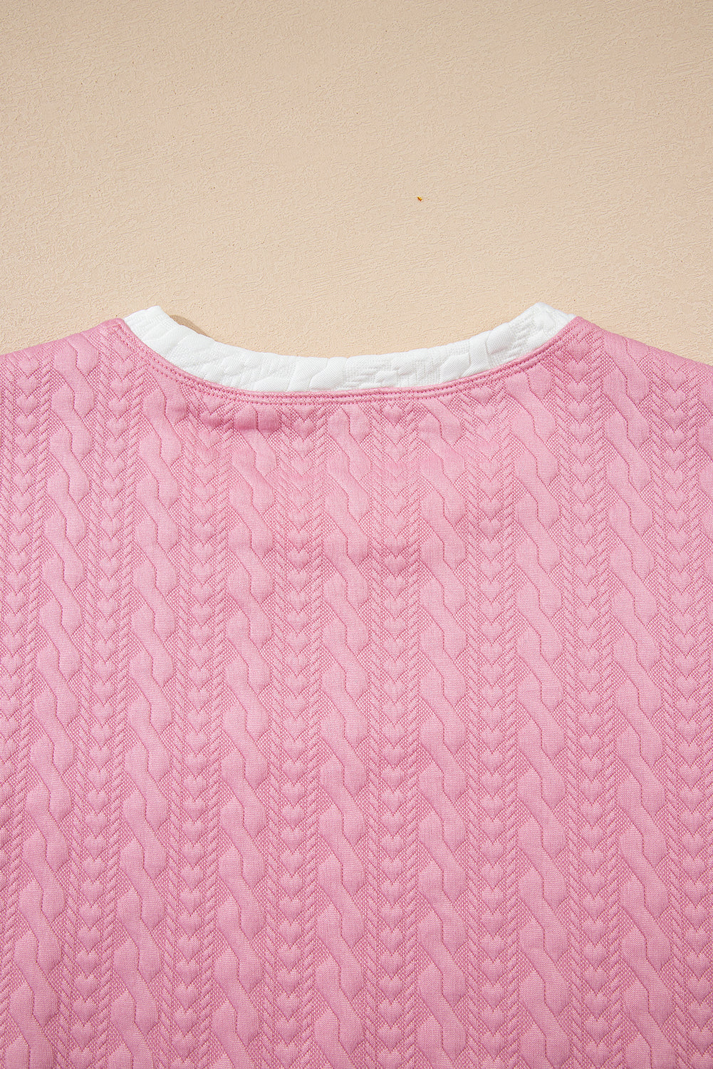 Pink Contrast Trim Textured Crewneck Tee and Pocketed Skirt Co-ord Set eAura