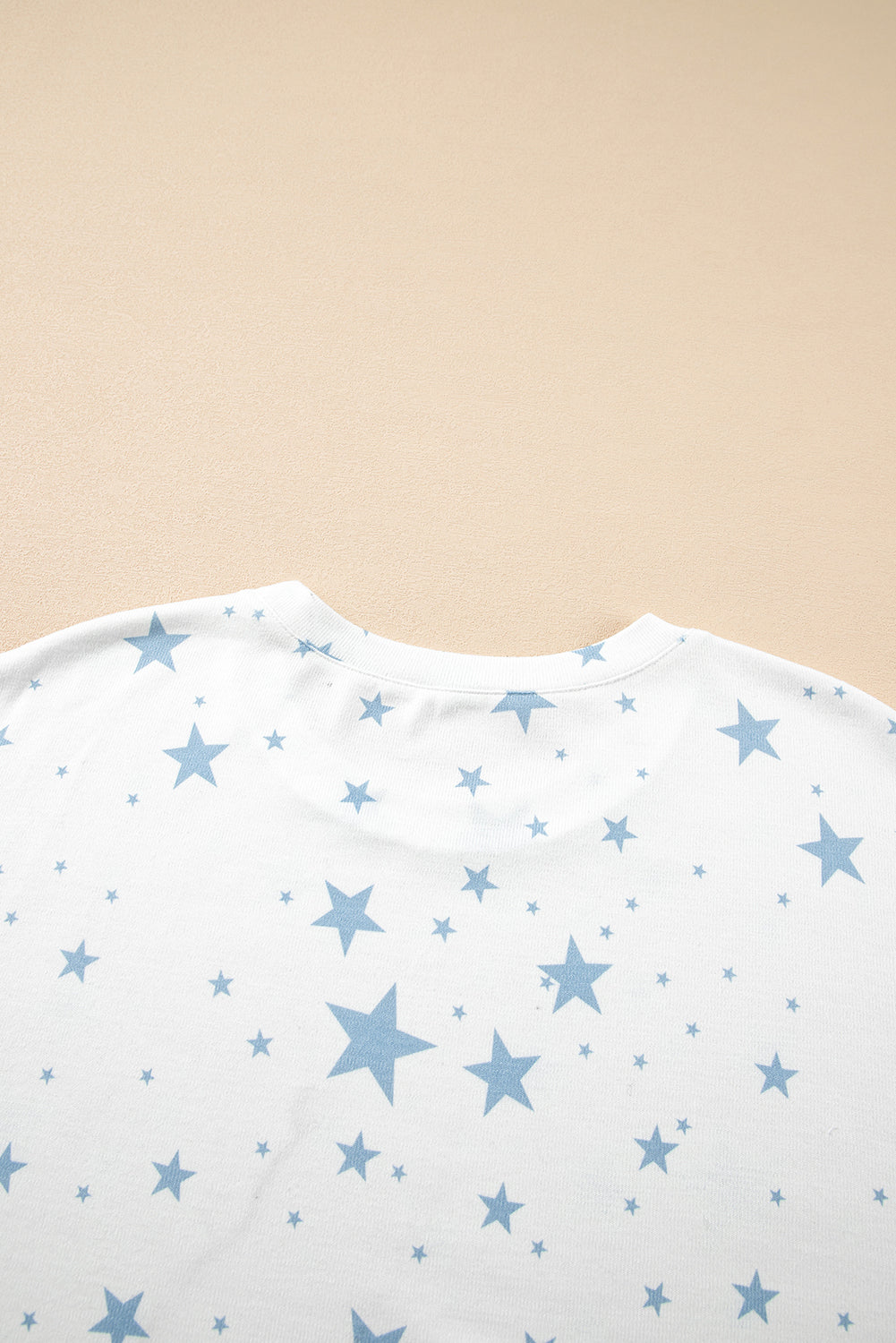 Blue Stars Print Drop Shoulder Oversized T Shirt with Slits eAura