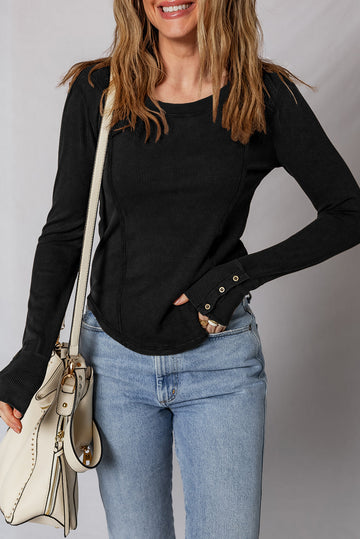 Exposed Seam Ribbed Long Sleeve Top eAura