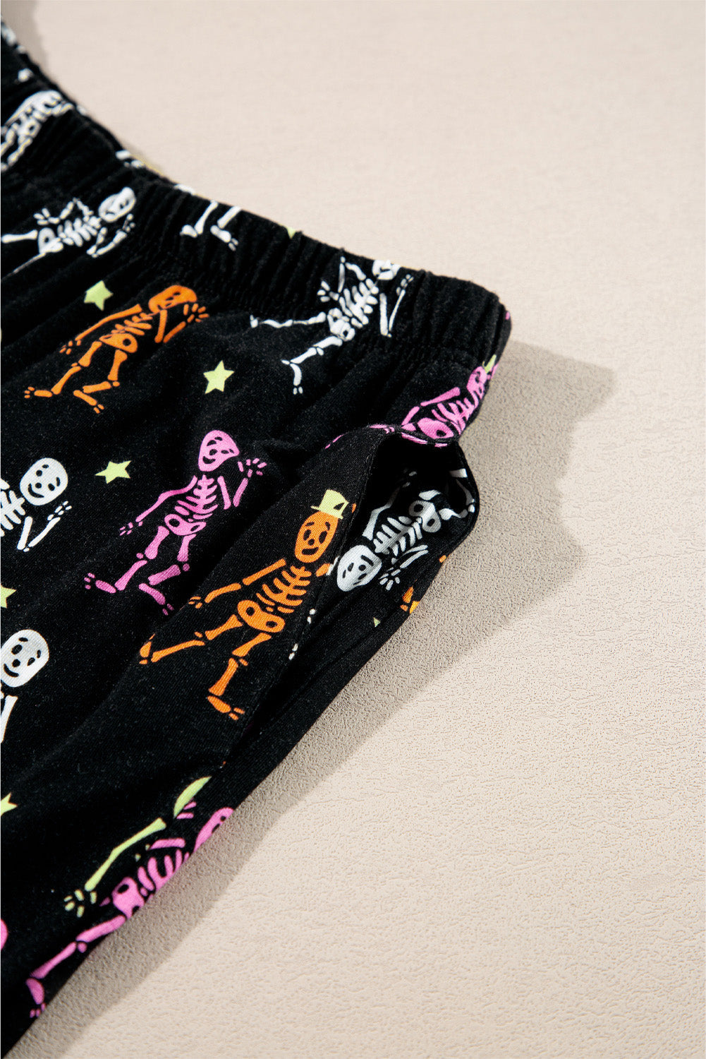 Black Halloween Pattern Short Sleeve Shirt Pyjama Set eAura