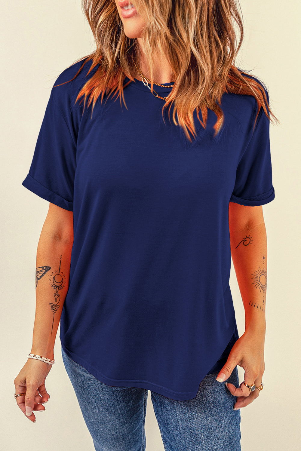 Casual Plain Crew Neck Tee T-Shirt Dear-Lover Dropshipping