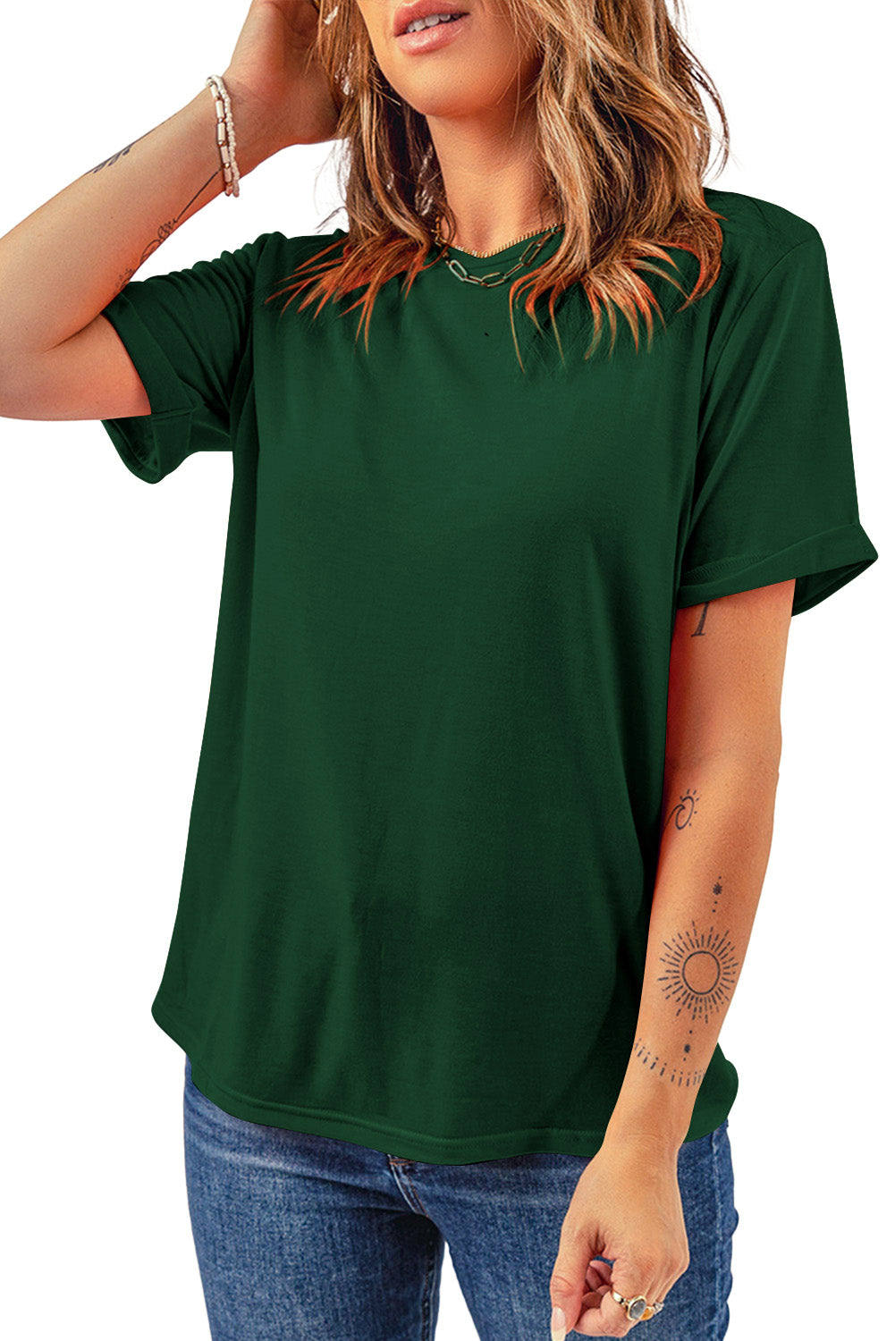 Casual Plain Crew Neck Tee T-Shirt Dear-Lover Dropshipping