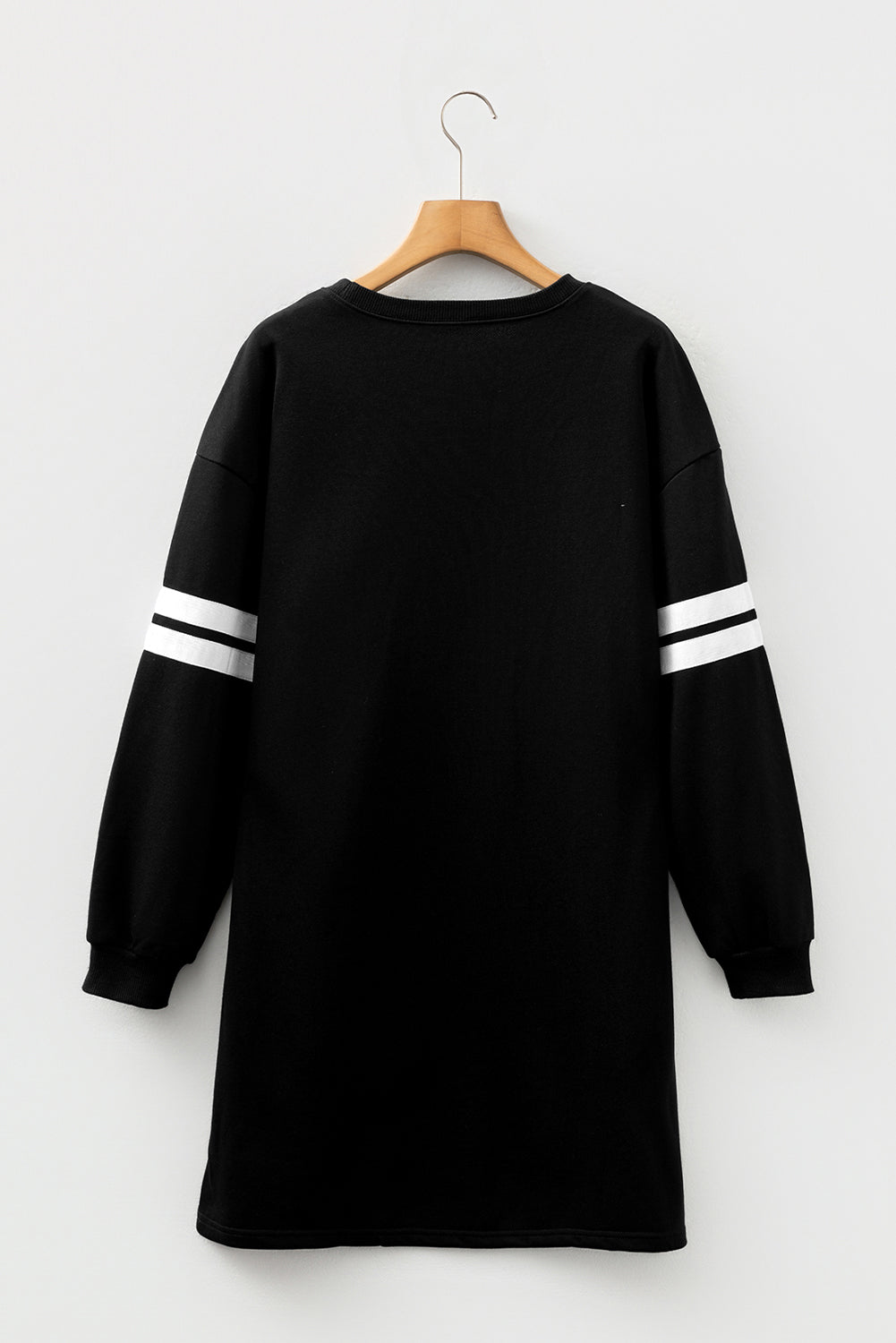 Varsity Contrast Banded Sleeve Shift Sweatshirt Dress eAura