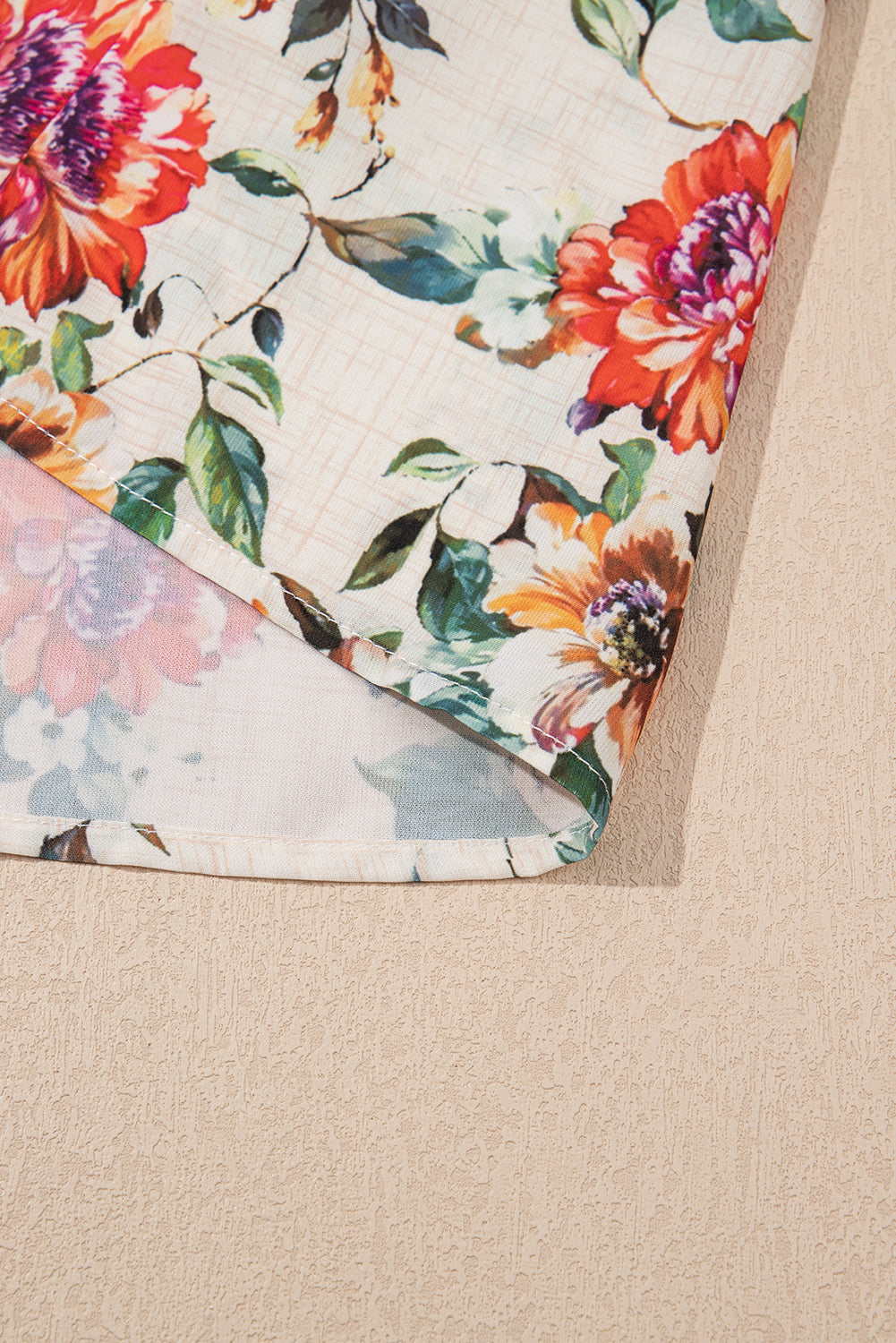 Rose Floral Mixed Pattern Ruffle Flutter Sleeve Buttoned Dress eAura