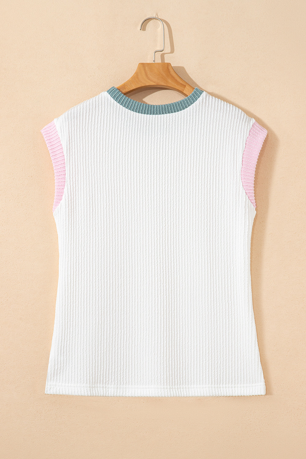 White Textured Crew Neck Tee eAura
