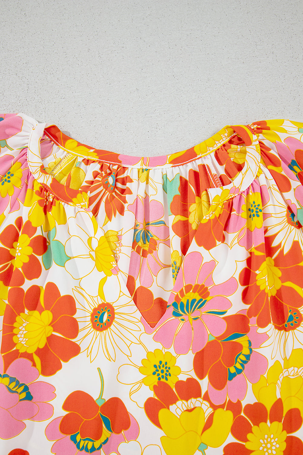 MultiColour Floral Print V Neck Half Sleeve Blouse eAura