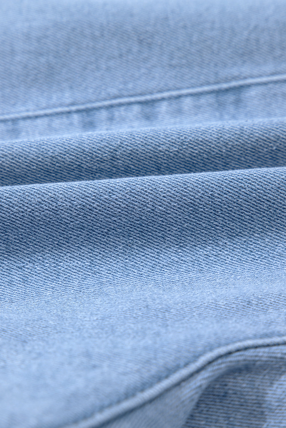 Dusk Blue Pleated Patchwork Wide Leg Lightweight Denim Shorts eAura