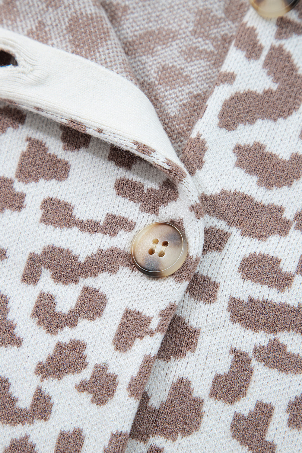 Leopard Print Drop Shoulder Chunky Knit Cardigan eAura