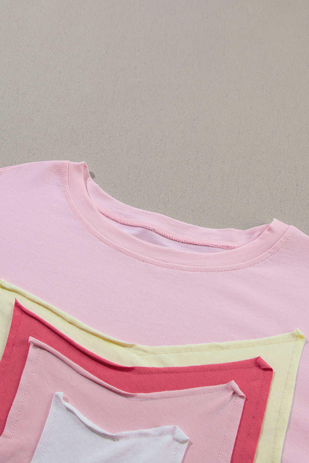 White Colourblock Star Patched Half Sleeve Oversized Tee eAura
