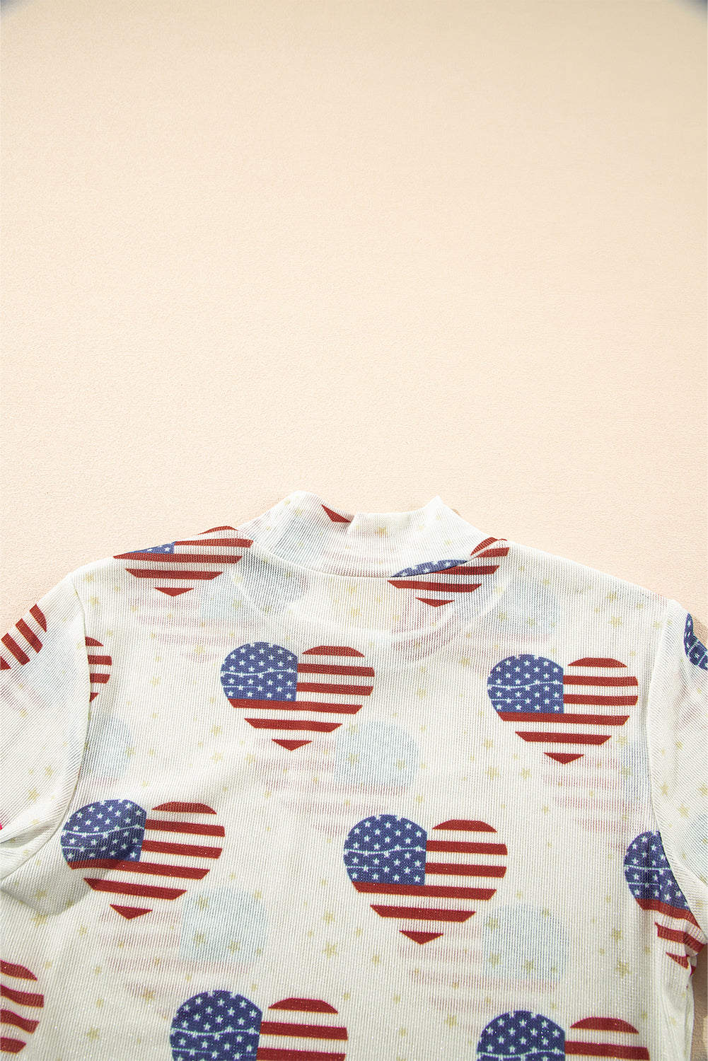White Americana Glitter Mesh Long Sleeve Bodysuit eAura