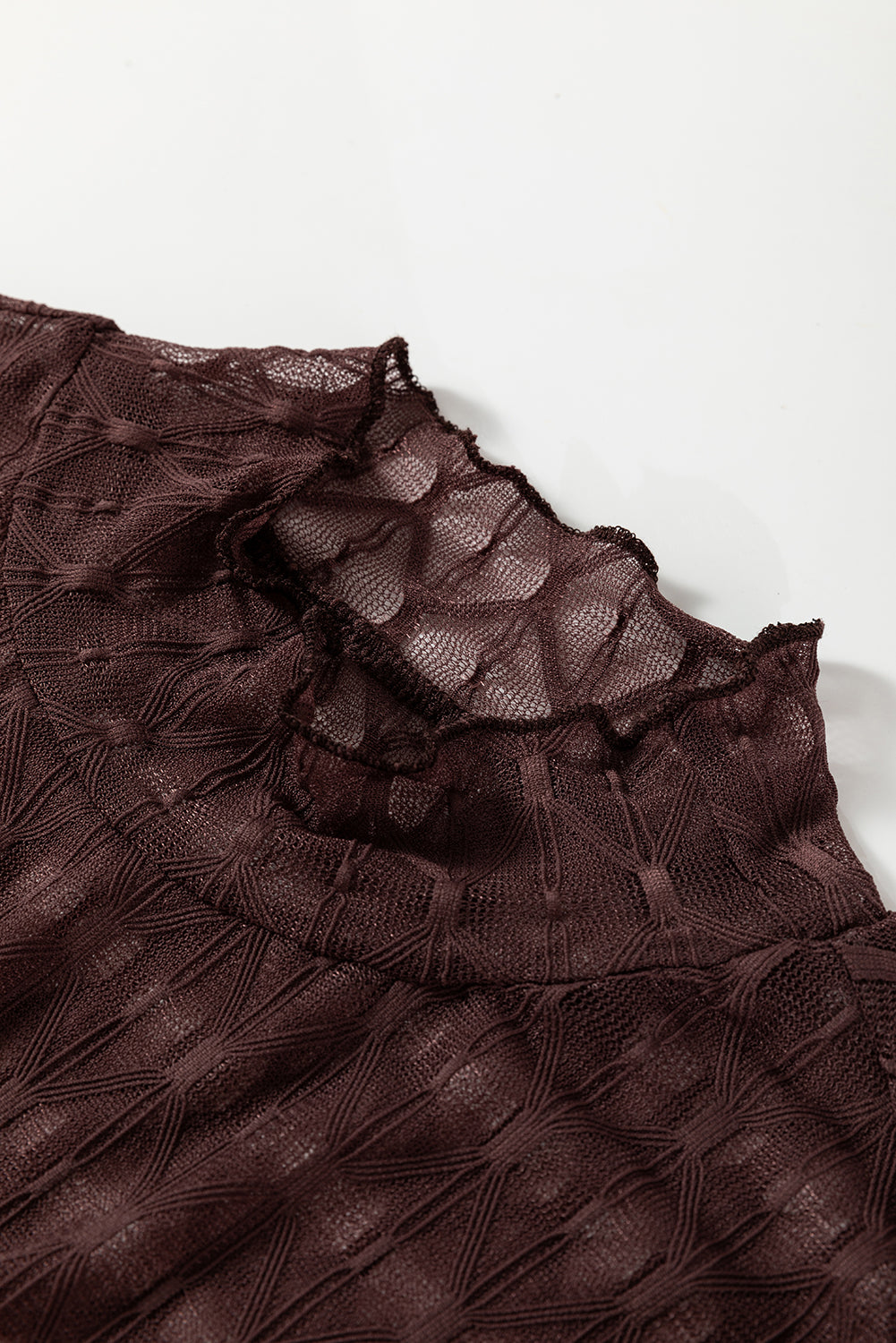 Sheer Mesh Patterned Long Sleeve Top eAura