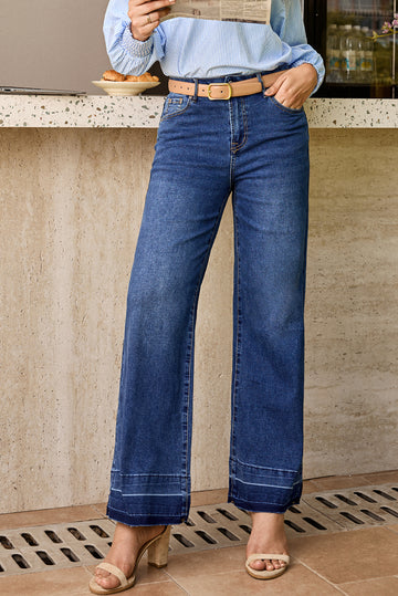 Raw Hem Straight High Rise Loose Jeans - eAura
