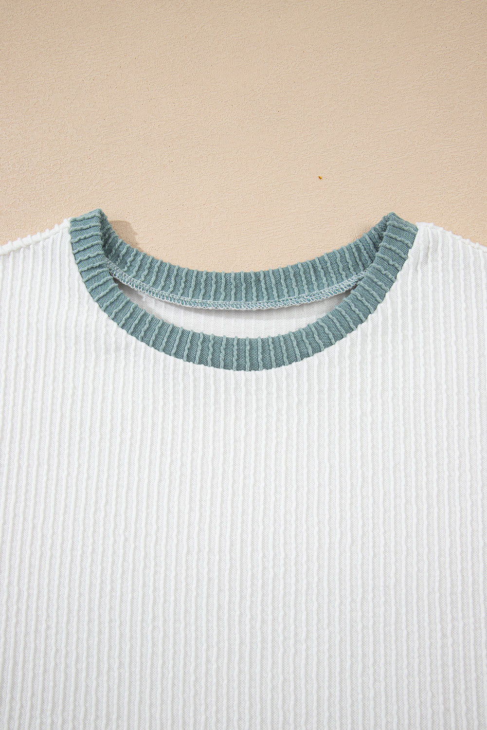 White Textured Crew Neck Tee eAura