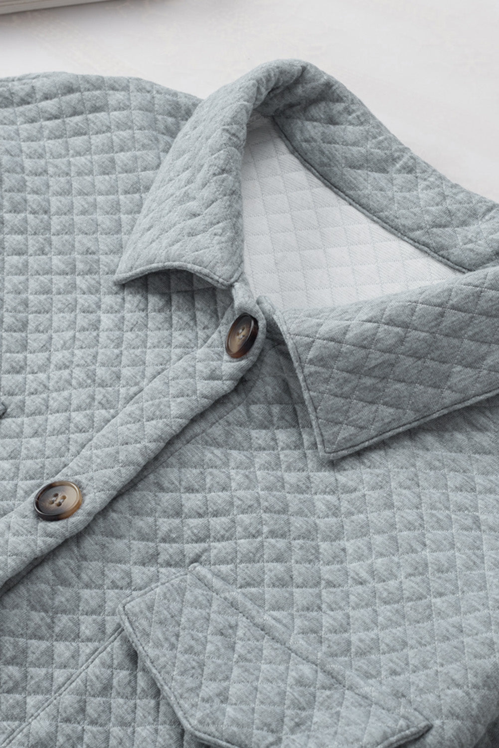 Green Retro Quilted Flap Pocket Button Shacket eAura