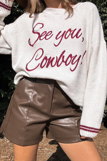 White See You Cowboy Embroidered Western Graphic Sweater Dear-Lover Dropshipping