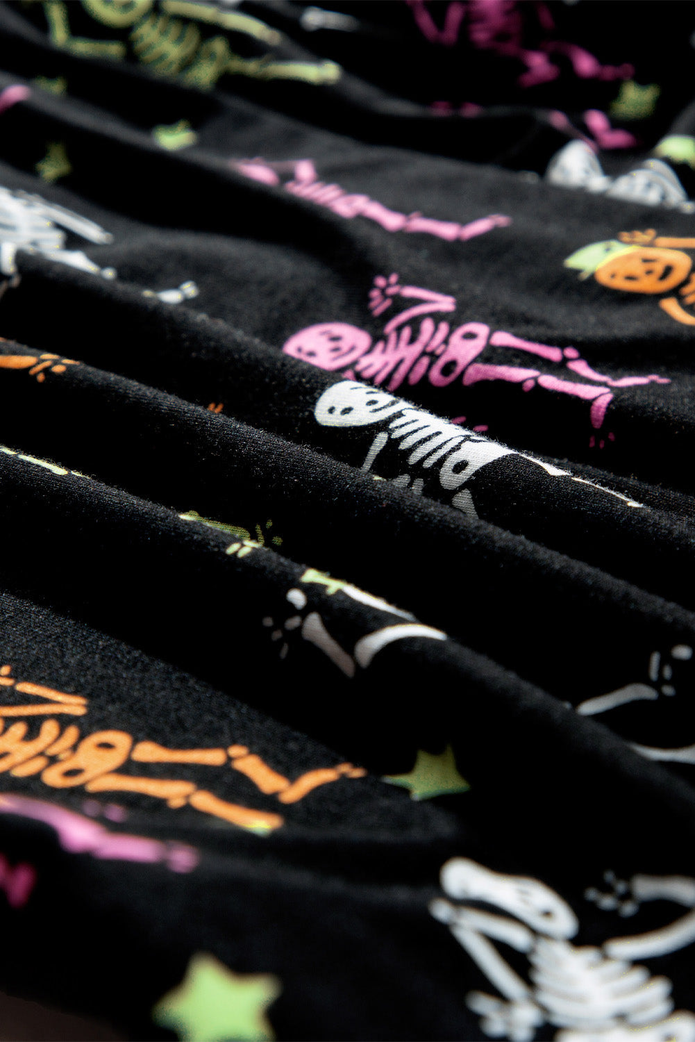 Black Halloween Pattern Short Sleeve Shirt Pyjama Set eAura