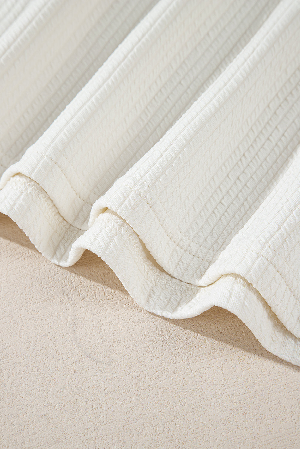 White Ribbed Exposed Seam Knit Patchwork Drop Sleeve Top eAura