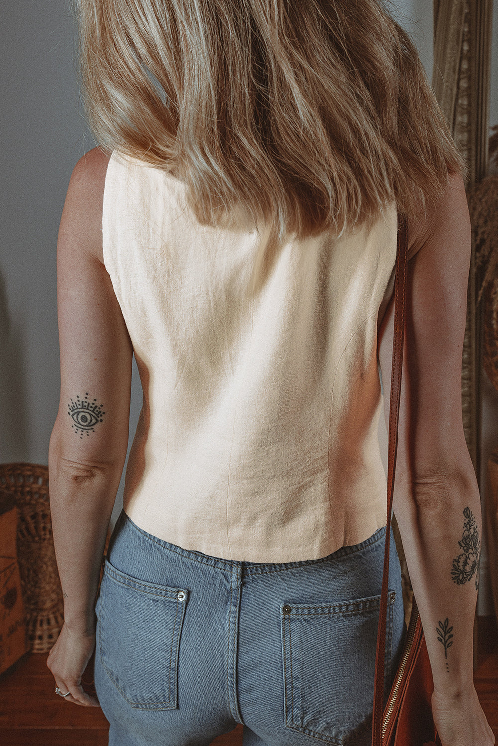 White Slim Fit Buttoned V Neck Vest eAura